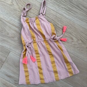 Pink and Yellow Striped Dress with Tassels